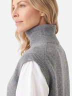 Gilet Femme Sans Manches Col Roulé Maille