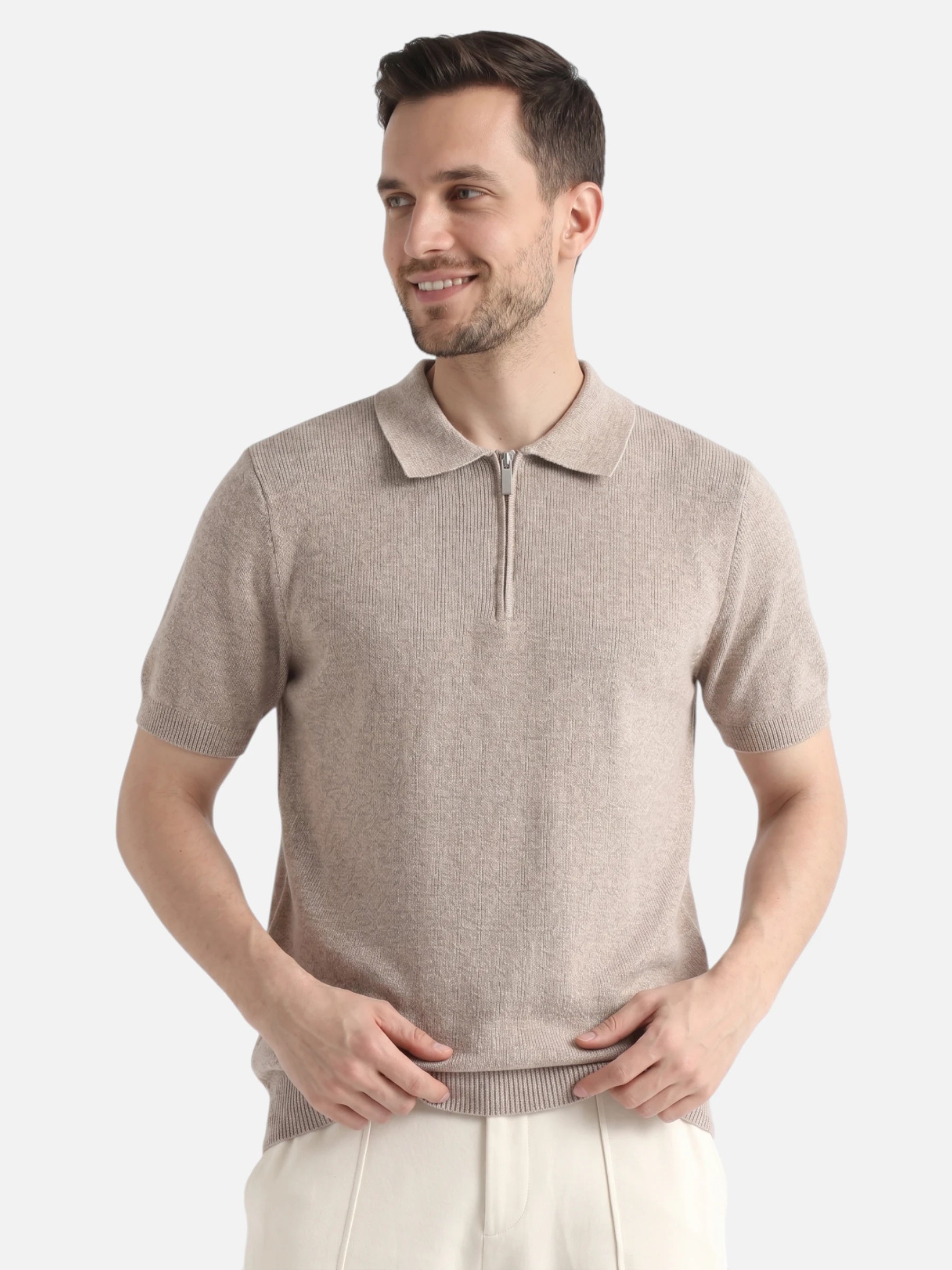 Polo homme maille fine à zip – style élégant et moderne