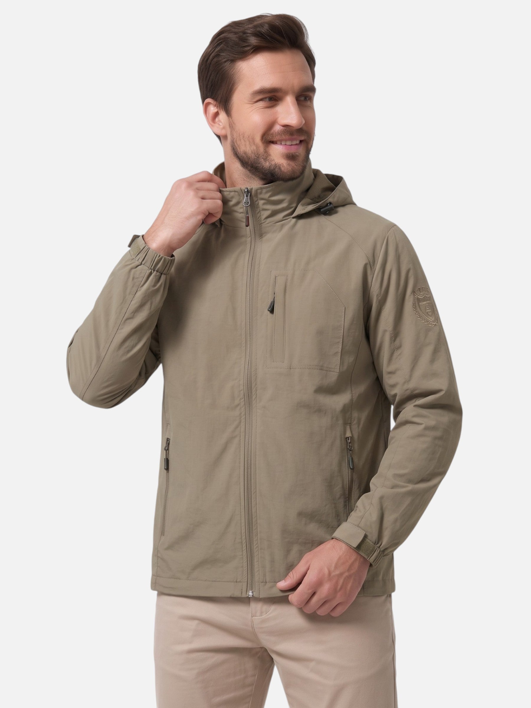 Men's Hooded Zip Windbreaker Jacket