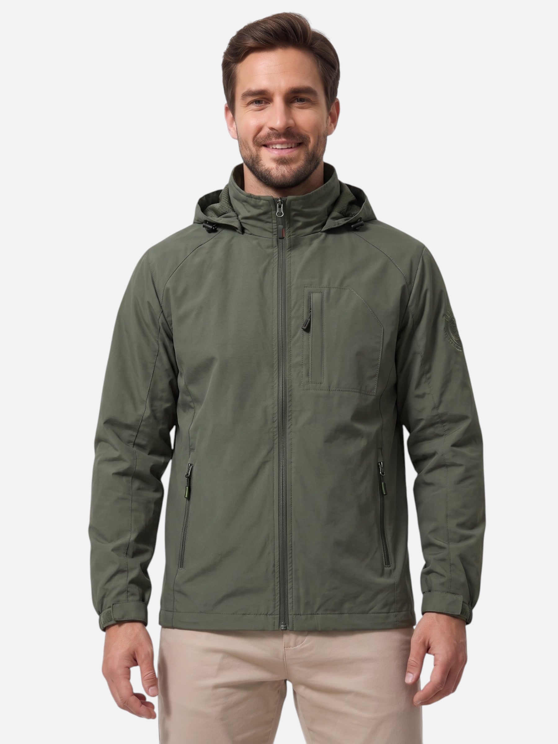 Men's Hooded Zip Windbreaker Jacket