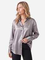 Chemise Femme Satinée Boutonnée Manches Longues