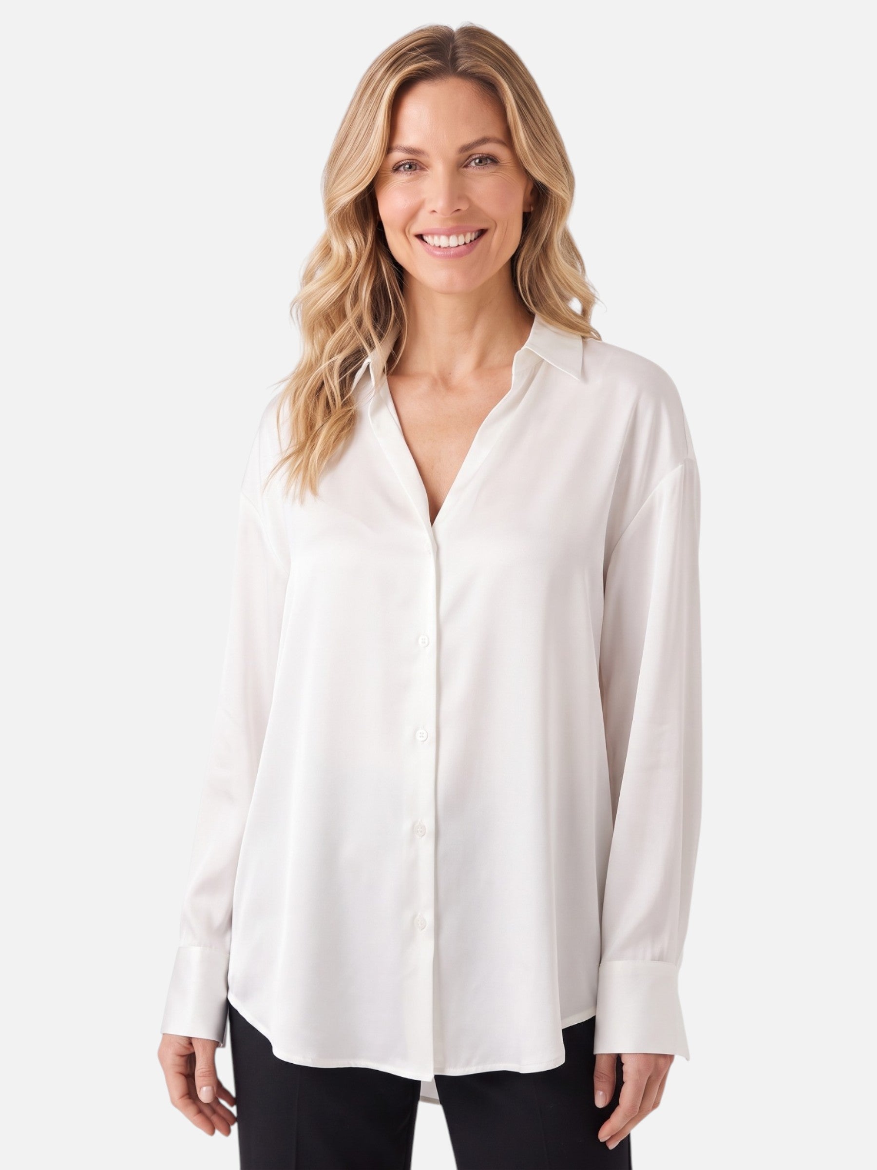 Chemise Femme Satinée Boutonnée Manches Longues