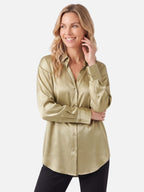 Chemise Femme Satinée Boutonnée Manches Longues
