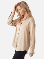 Chemise Femme Satinée Boutonnée Manches Longues