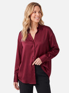 Chemise Femme Satinée Boutonnée Manches Longues