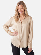 Chemise Femme Satinée Boutonnée Manches Longues