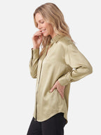 Chemise Femme Satinée Boutonnée Manches Longues