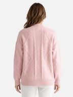 Gilet Femme Boutonné Manches Longues Maille Torsadée