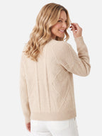 Gilet Femme Boutonné Manches Longues Maille Torsadée