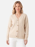 Gilet Femme Boutonné Manches Longues Maille Torsadée