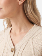 Gilet Femme Boutonné Manches Longues Maille Torsadée