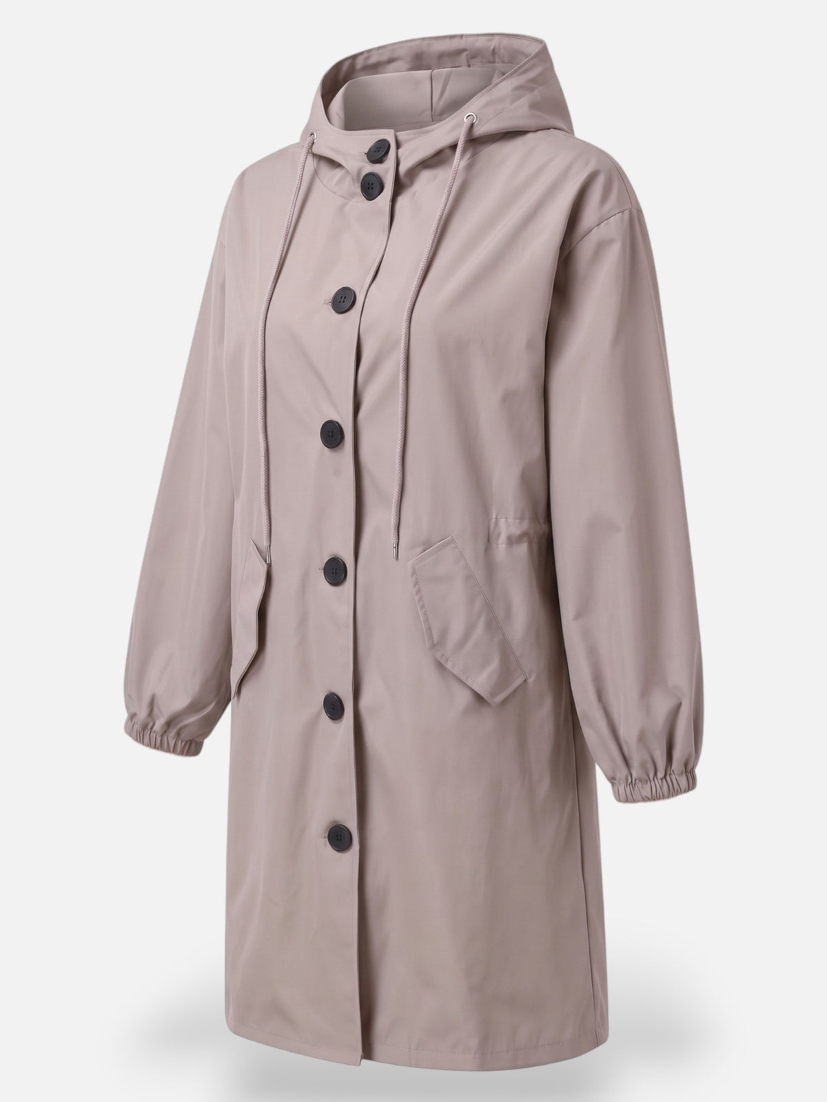 Manteau long imperméable pour femme avec capuche et poches