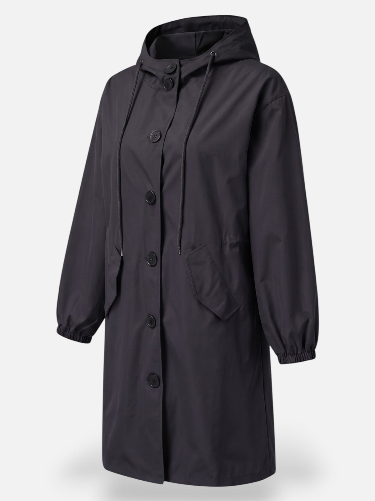 Manteau long imperméable pour femme avec capuche et poches