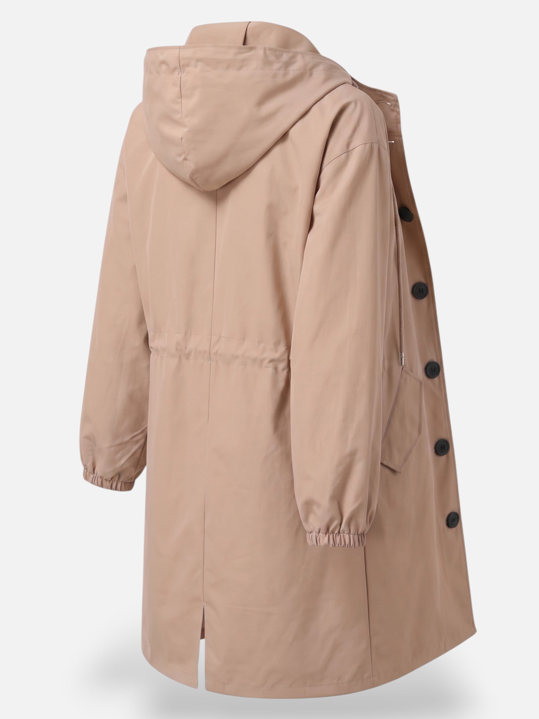 Manteau long imperméable pour femme avec capuche et poches