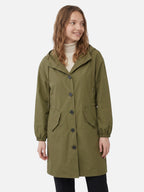 Manteau long imperméable pour femme avec capuche et poches