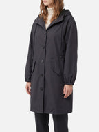 Manteau long imperméable pour femme avec capuche et poches