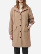 Manteau long imperméable pour femme avec capuche et poches