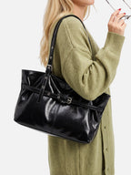 Sac Cabas Femme Ceinturé Cuir Vegan Verni