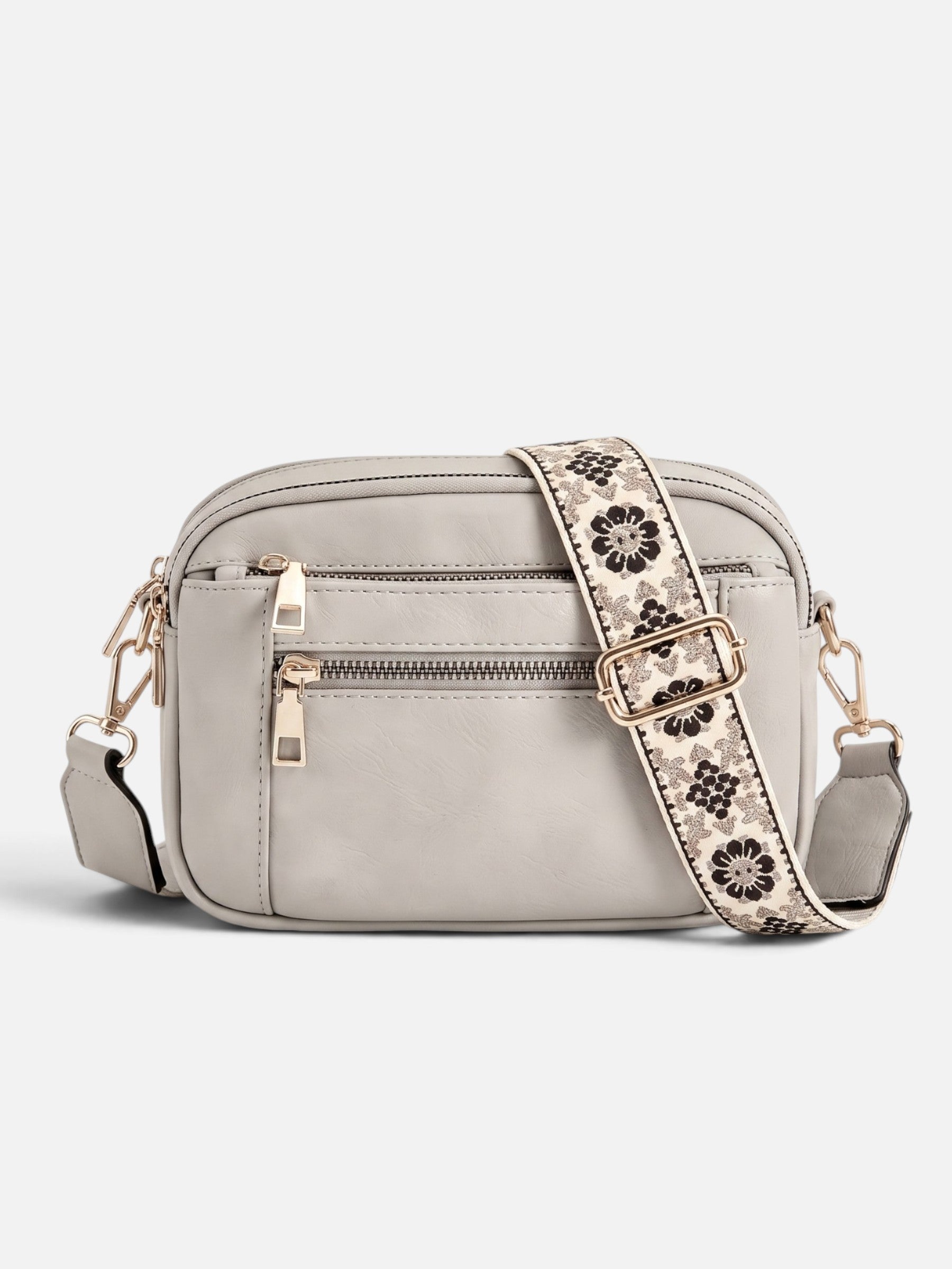 Sac Bandoulière Femme en Cuir à Sangle Brodée