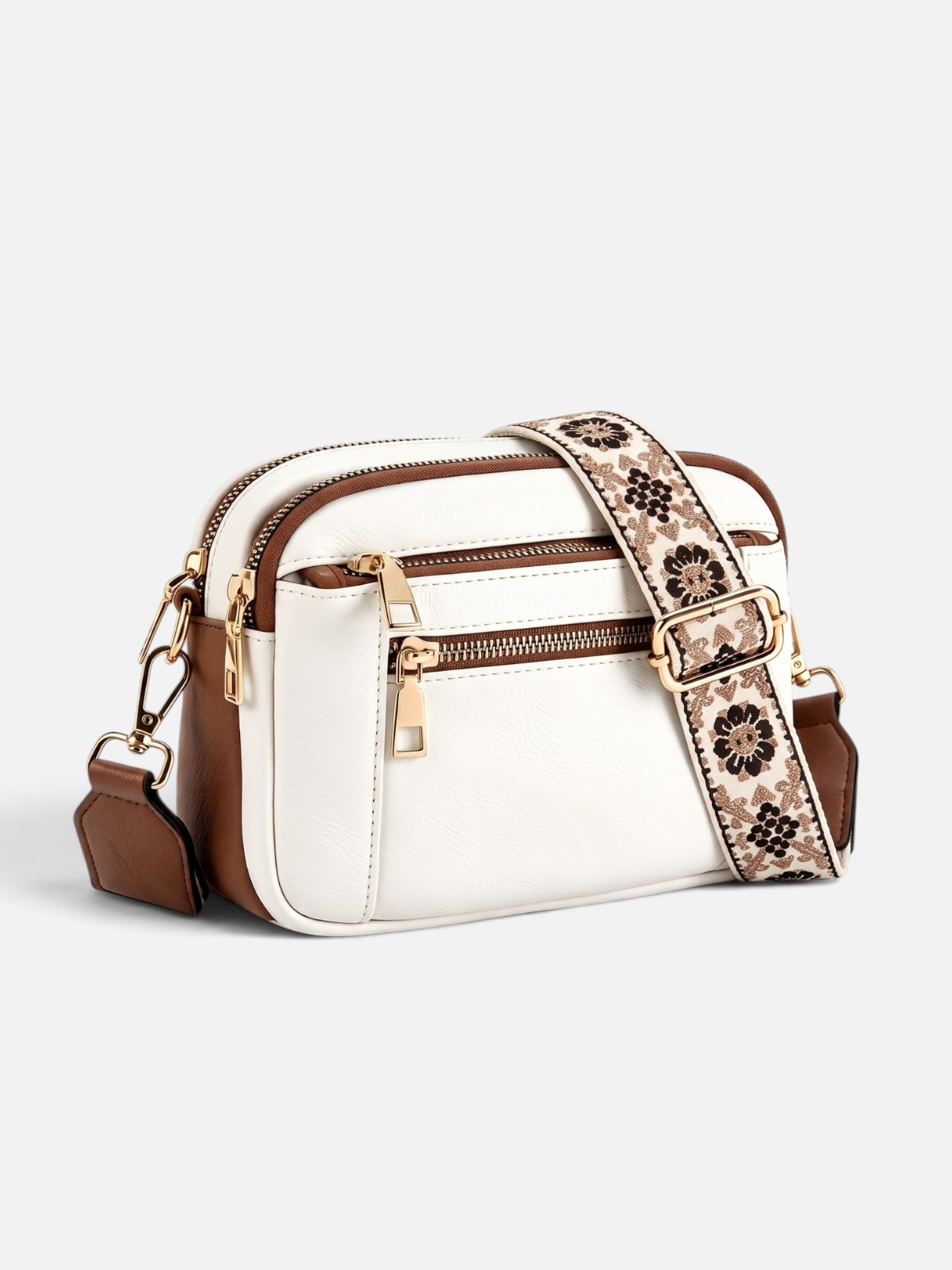 Sac Bandoulière Femme en Cuir à Sangle Brodée