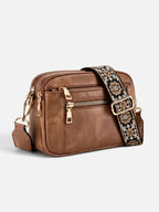 Sac Bandoulière Femme en Cuir à Sangle Brodée