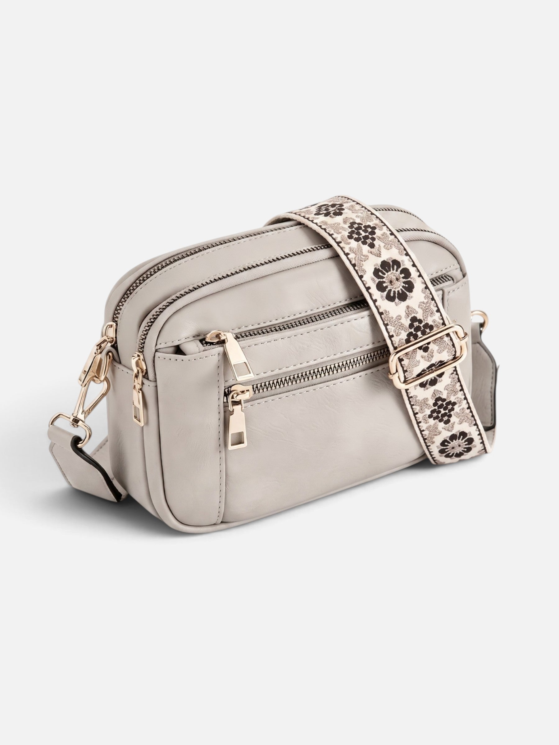 Sac Bandoulière Femme en Cuir à Sangle Brodée