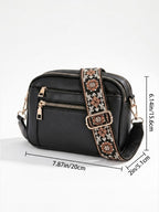 Sac Bandoulière Femme en Cuir à Sangle Brodée