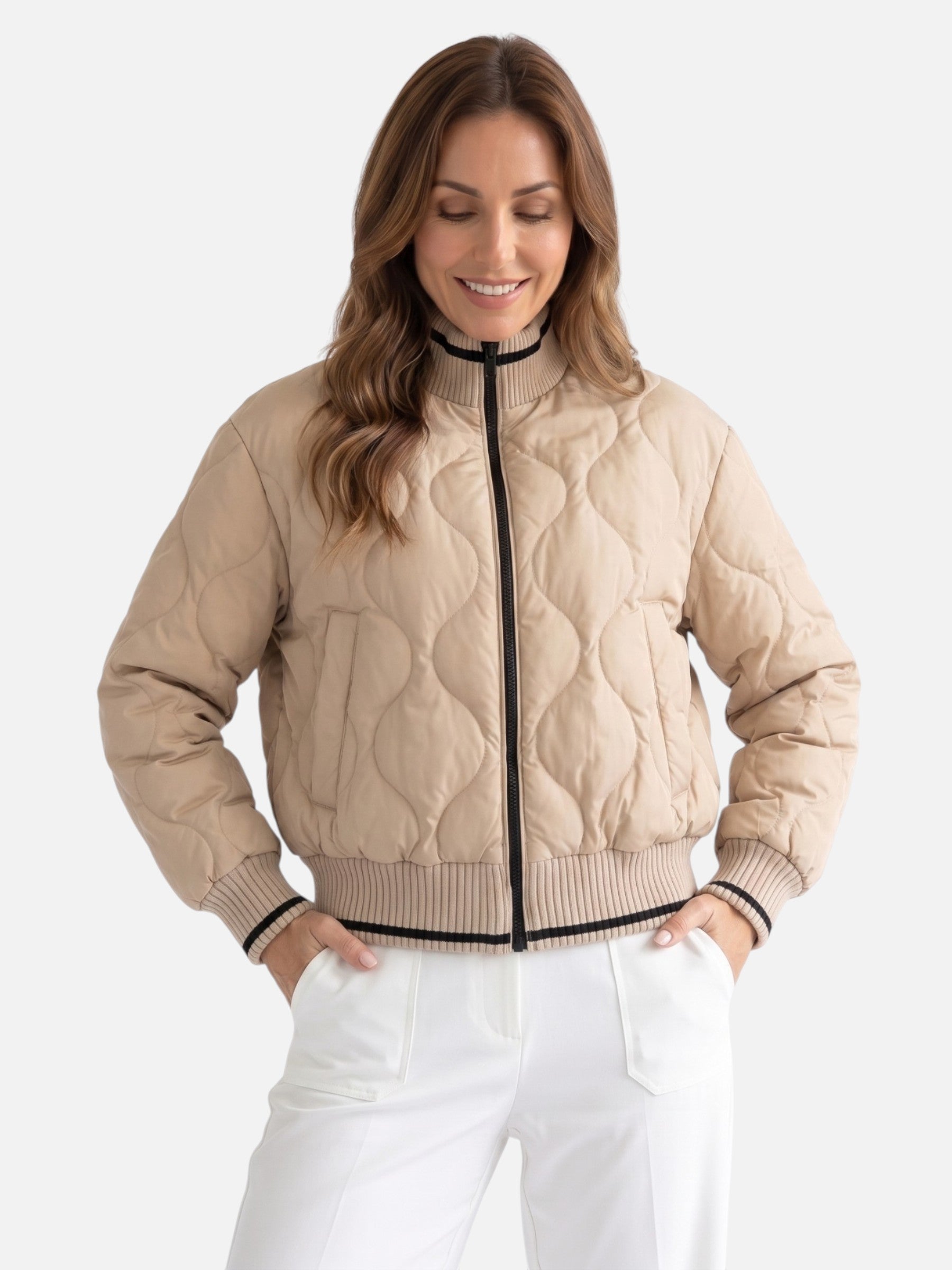Women's Quilted Zip Bomber Jacket