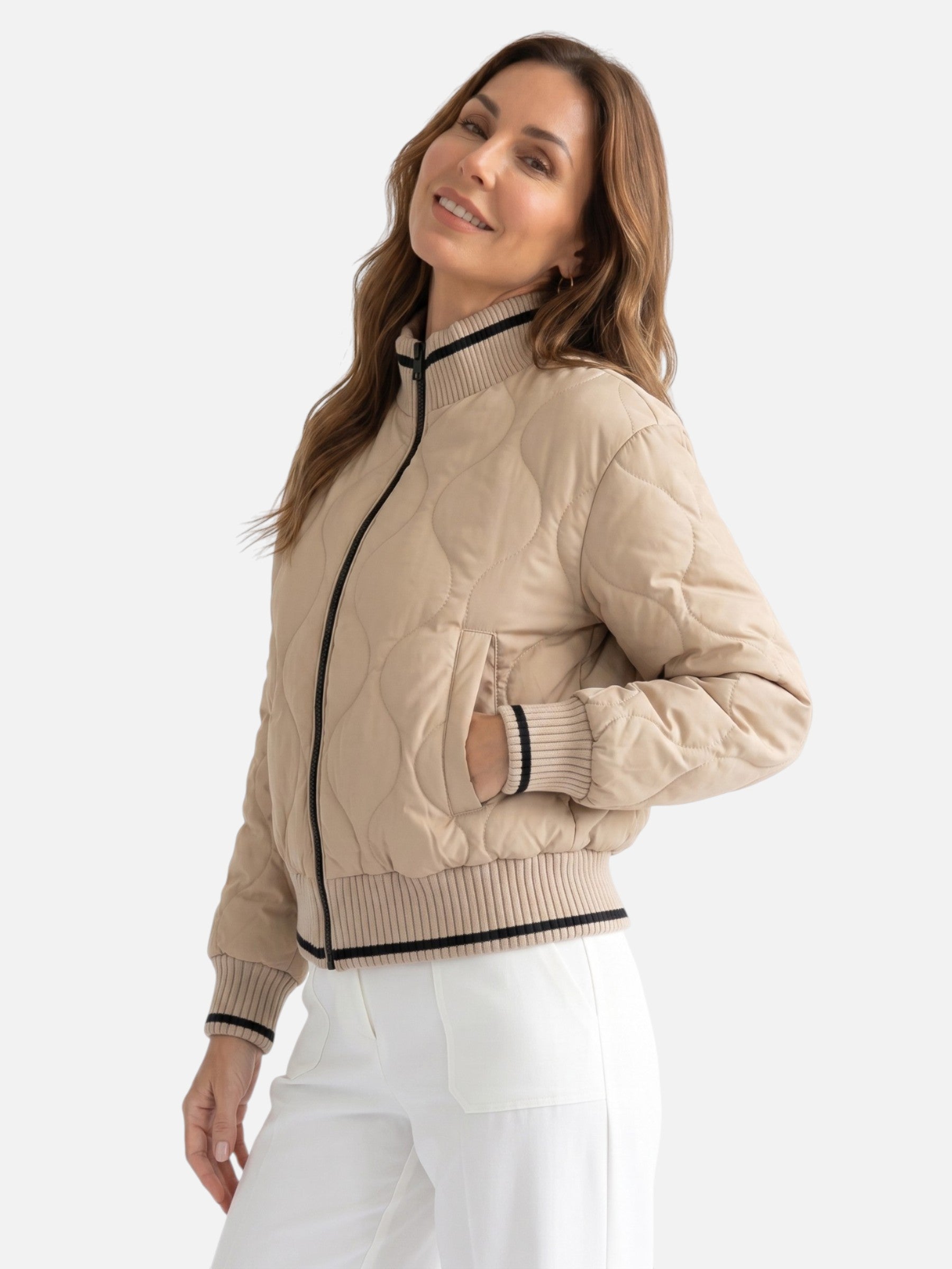 Women's Quilted Zip Bomber Jacket