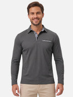 Polo Homme Manches Longues à Détails Vichy