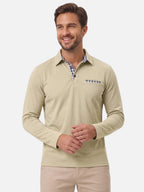 Polo Homme Manches Longues à Détails Vichy