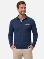 Polo Homme Manches Longues à Détails Vichy