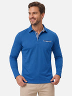 Polo Homme Manches Longues à Détails Vichy