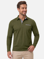 Polo Homme Manches Longues à Détails Vichy