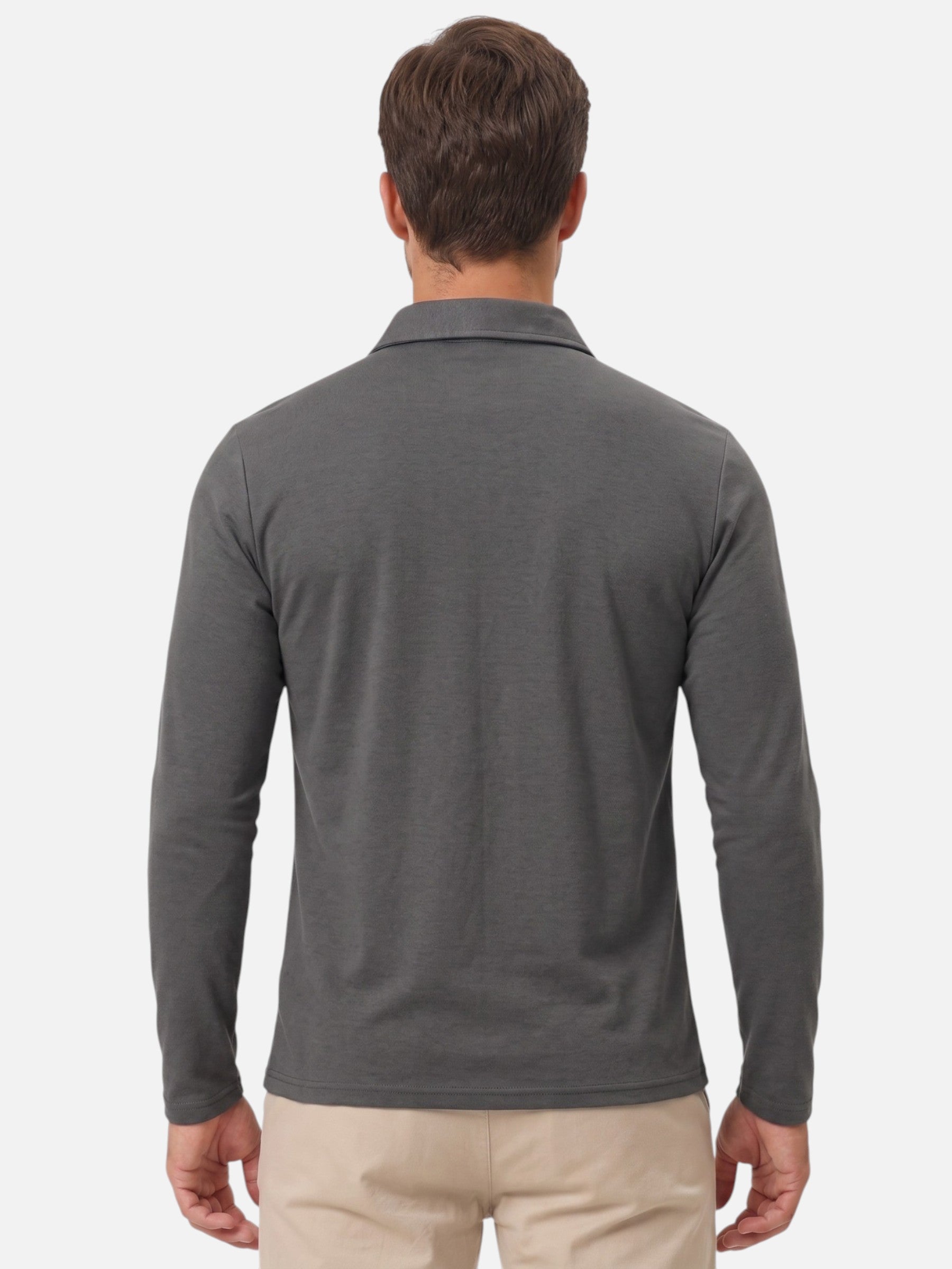 Polo Homme Manches Longues à Détails Vichy