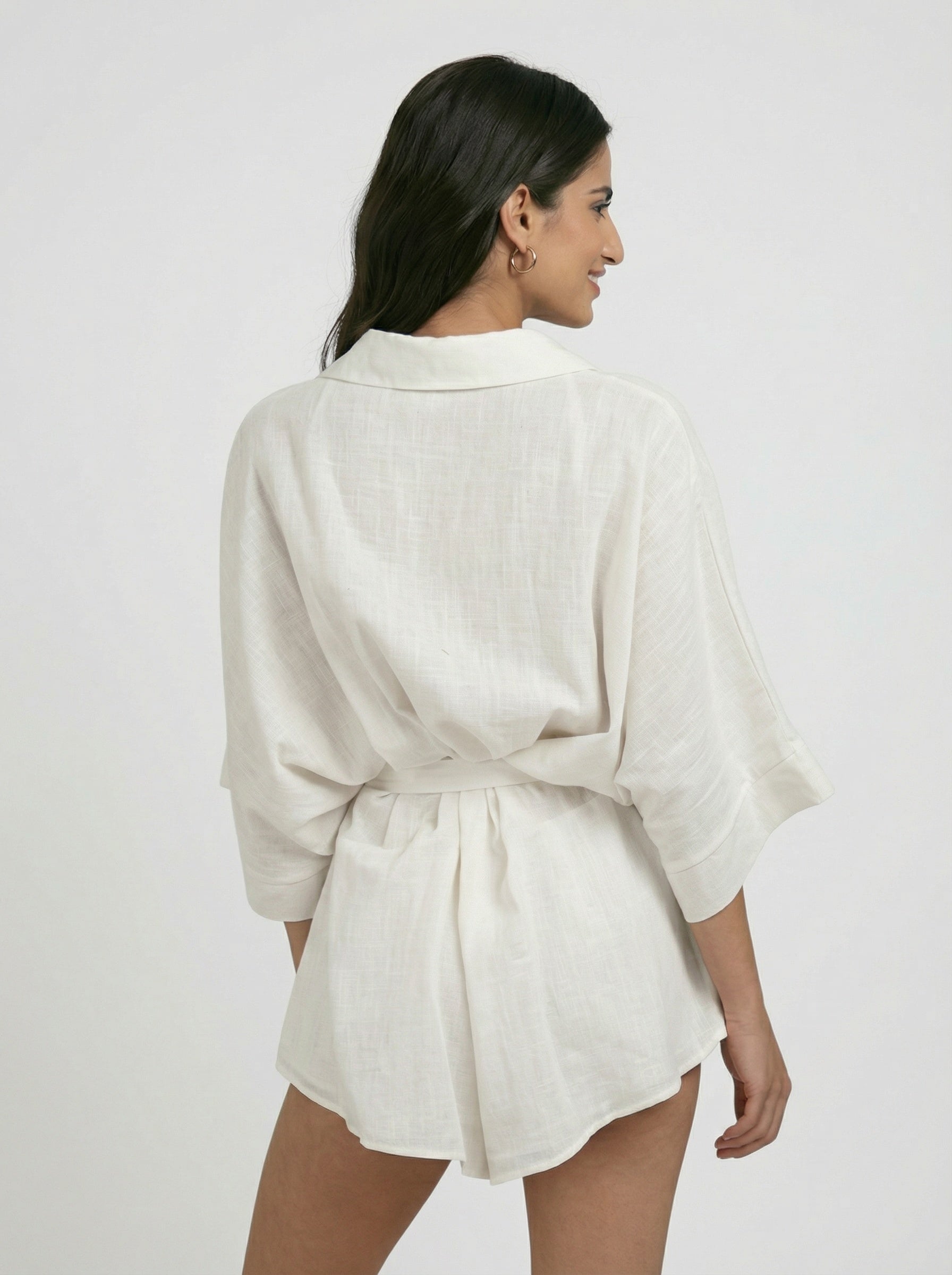 Elegant belted short jumpsuit for women