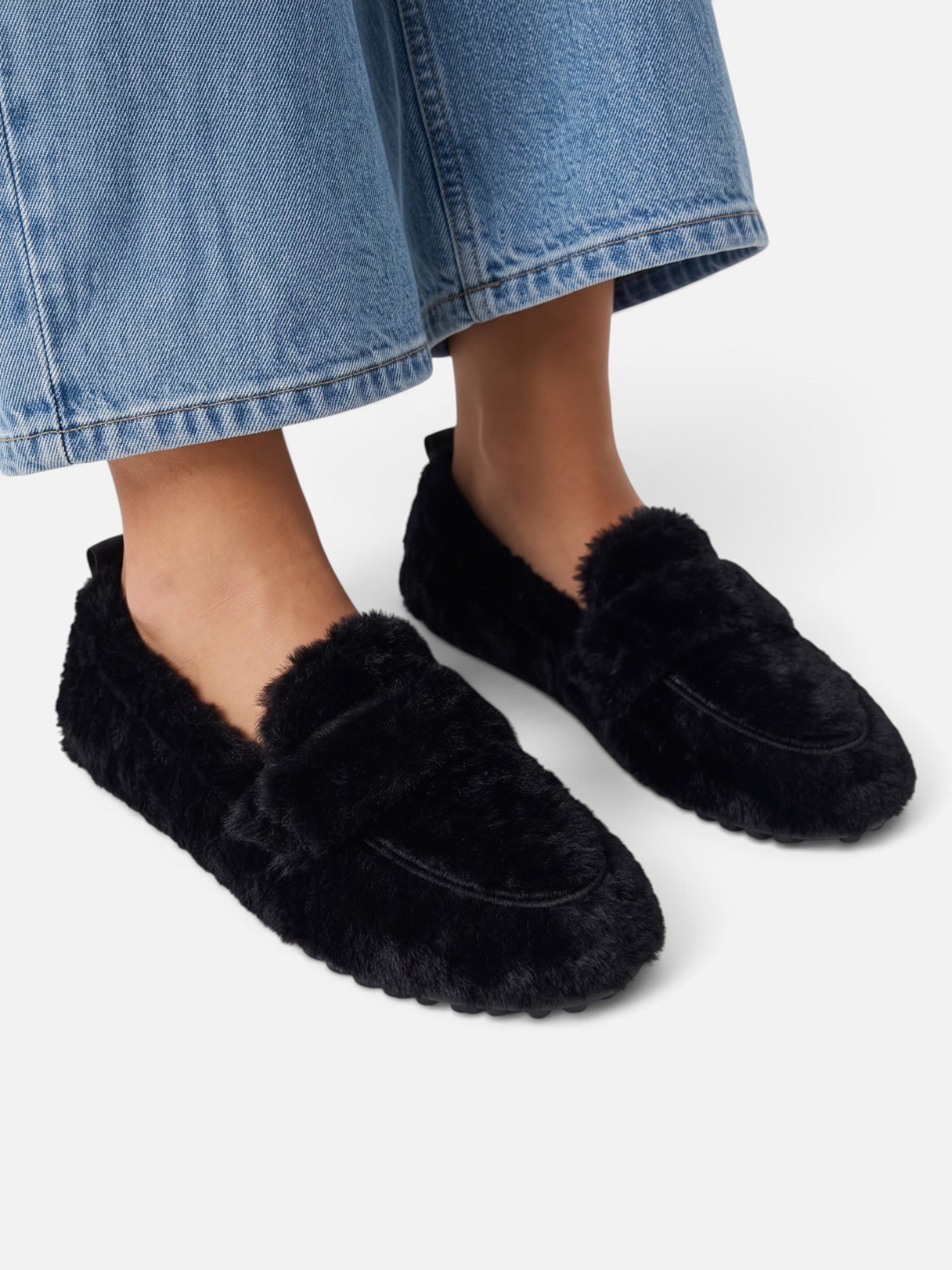 Chaussons Mocassins Femme Fausse Fourrure