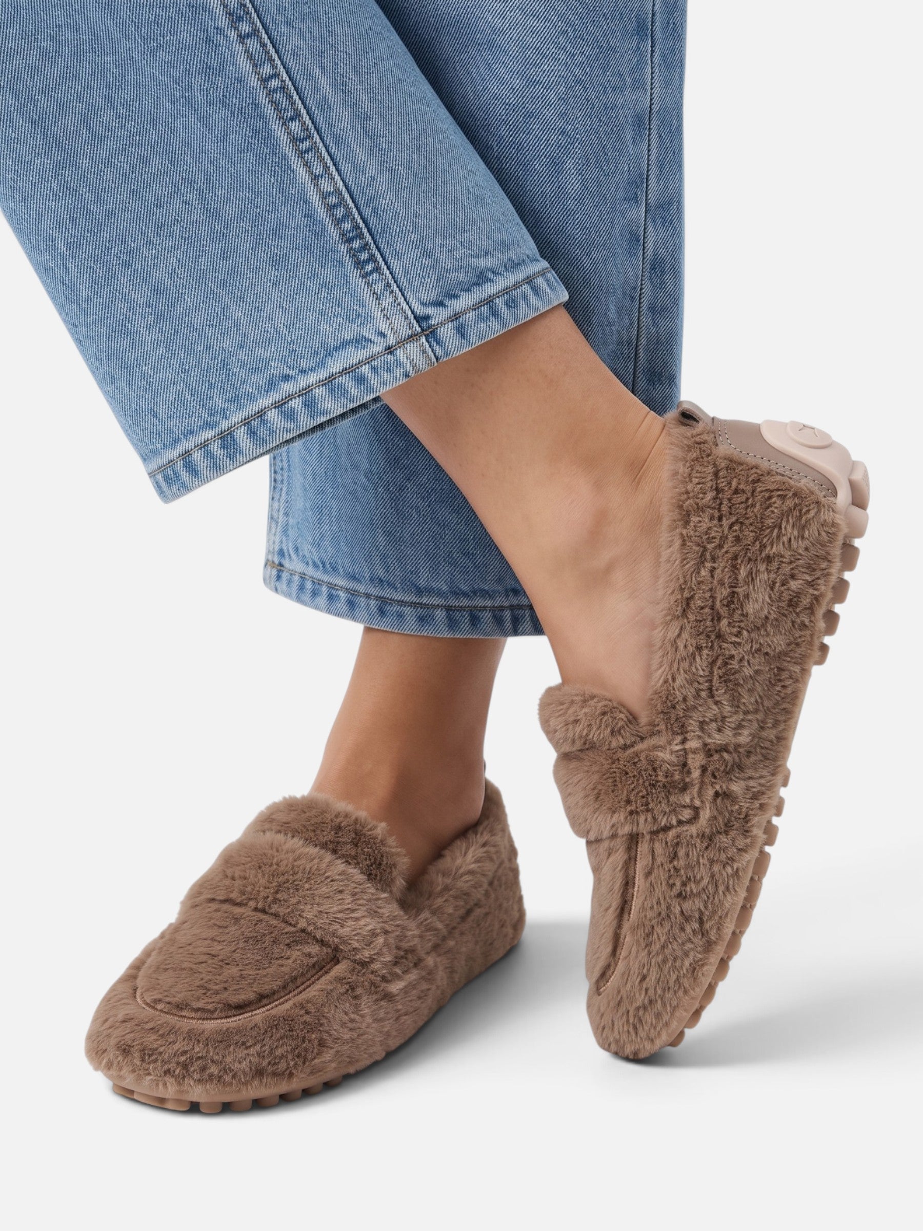 Chaussons Mocassins Femme Fausse Fourrure
