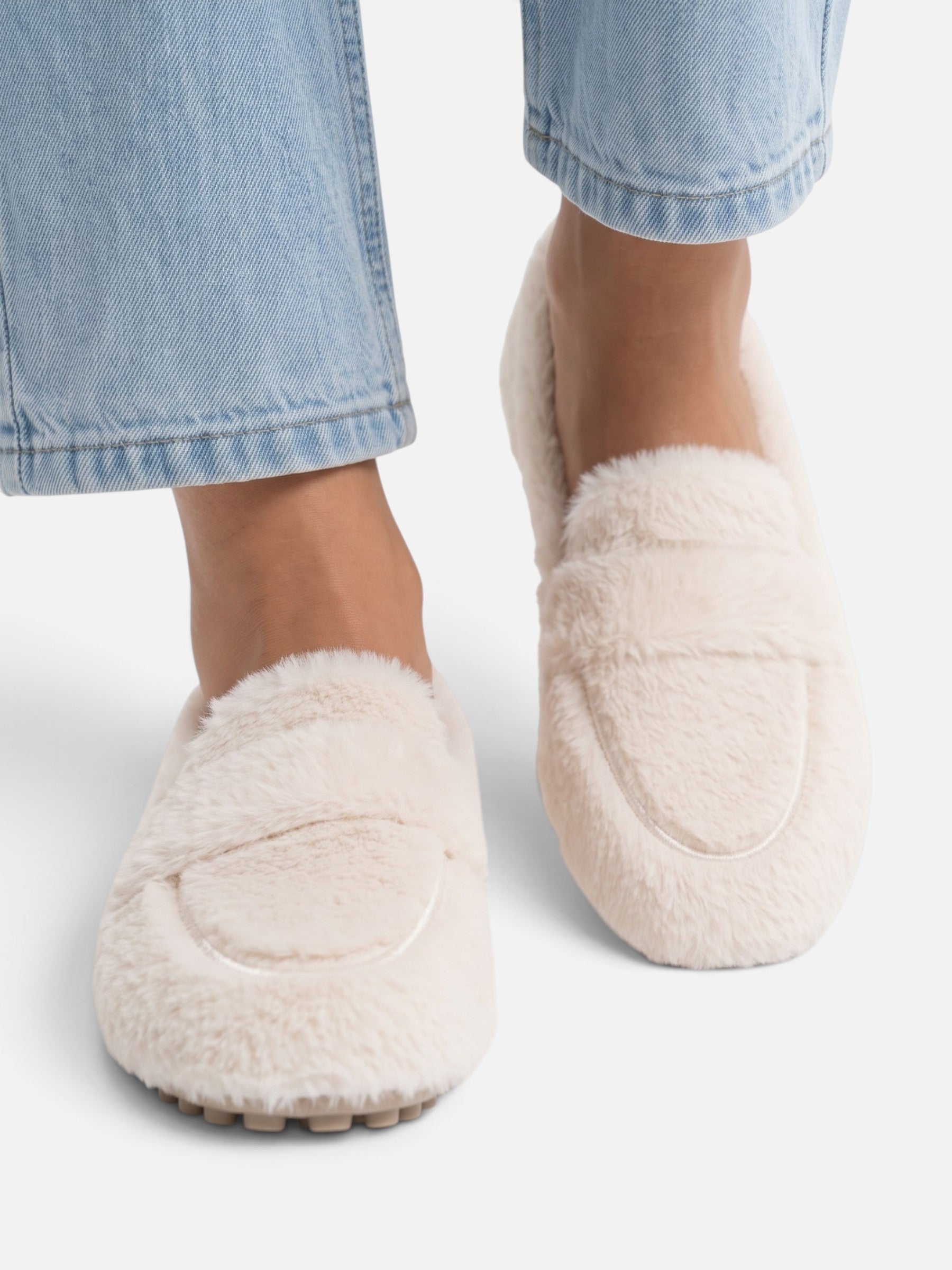 Chaussons Mocassins Femme Fausse Fourrure