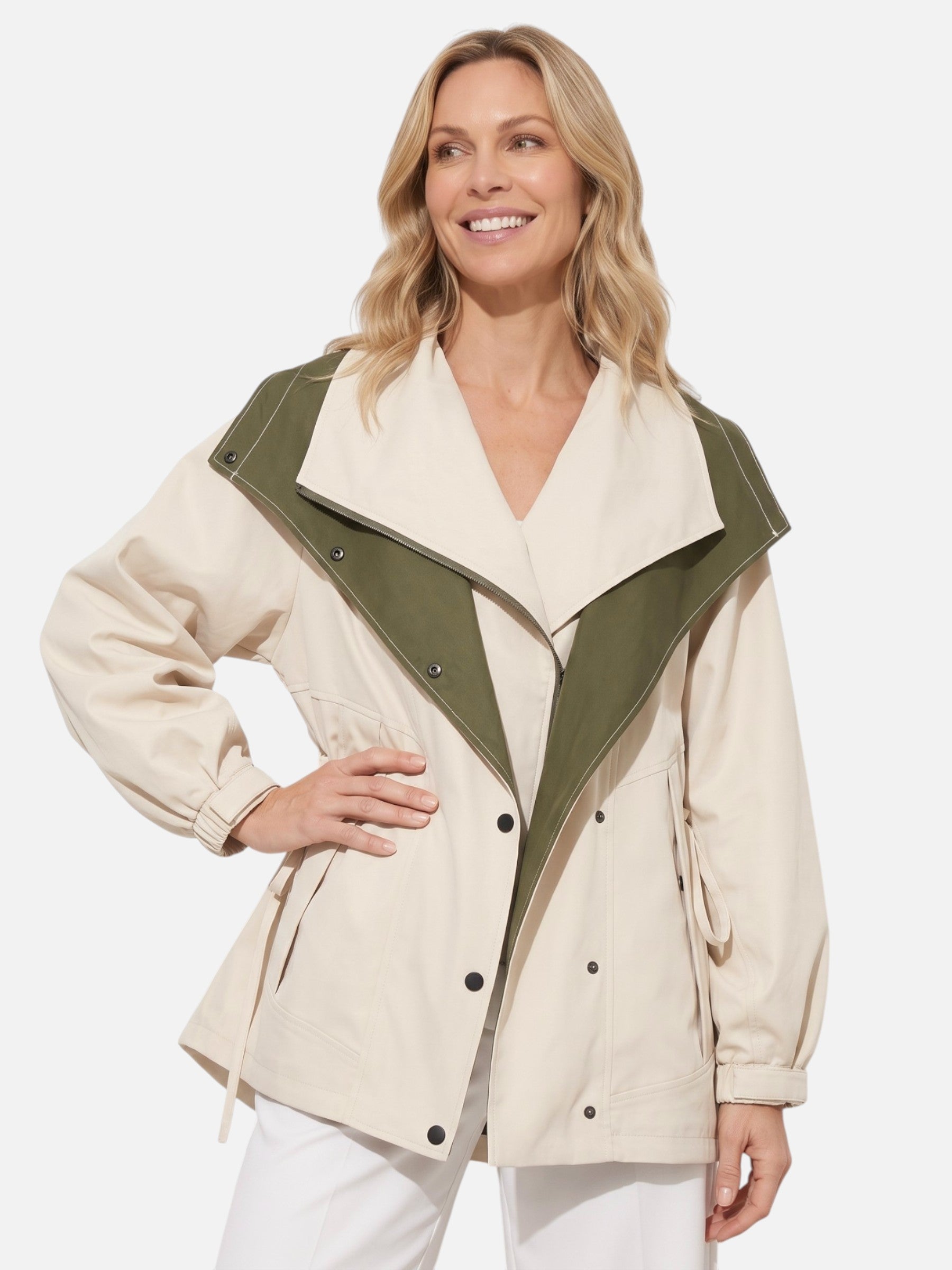 Veste Femme Bicolore Oversize à Capuche Zippée