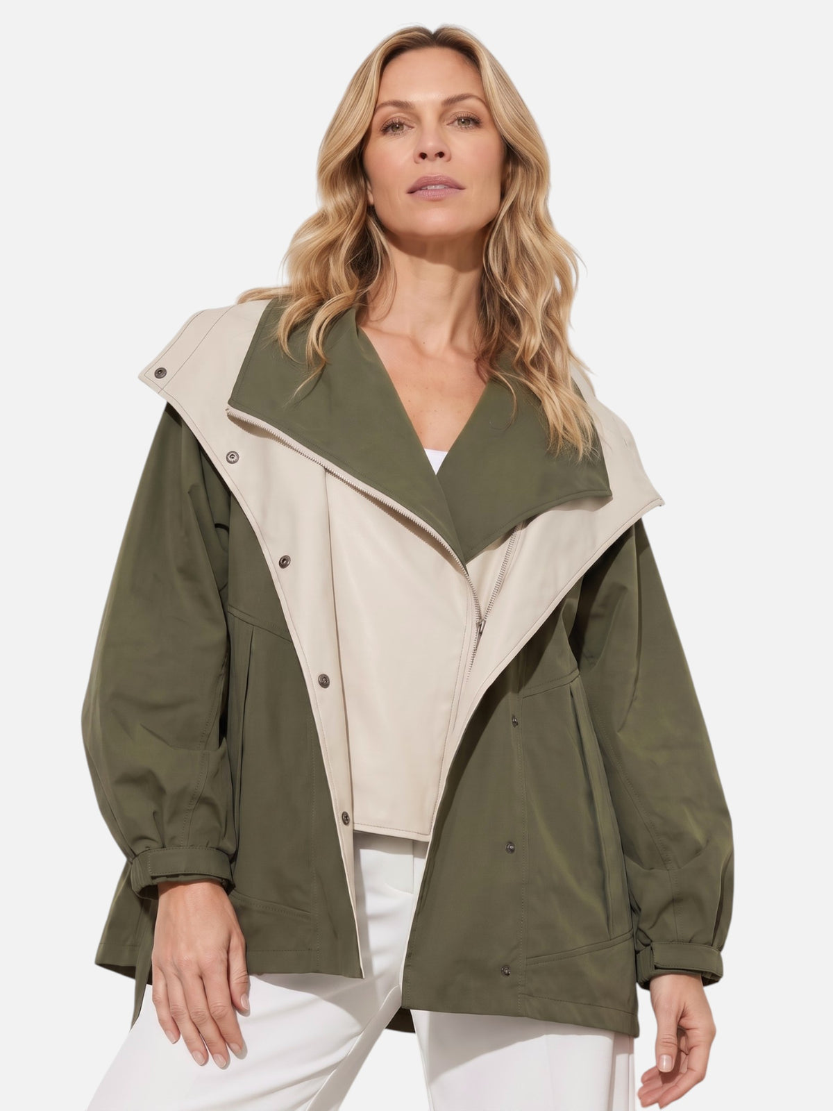 Veste Femme Bicolore Oversize à Capuche Zippée