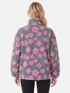 Polaire Sherpa Femme à Fleurs Demi-Zip
