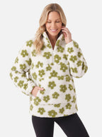 Polaire Sherpa Femme à Fleurs Demi-Zip