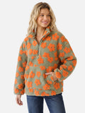 Polaire Sherpa Femme à Fleurs Demi-Zip