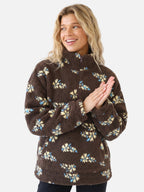 Polaire Sherpa Femme à Fleurs Demi-Zip