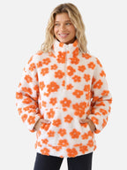 Polaire Sherpa Femme à Fleurs Demi-Zip