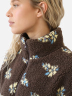 Polaire Sherpa Femme à Fleurs Demi-Zip