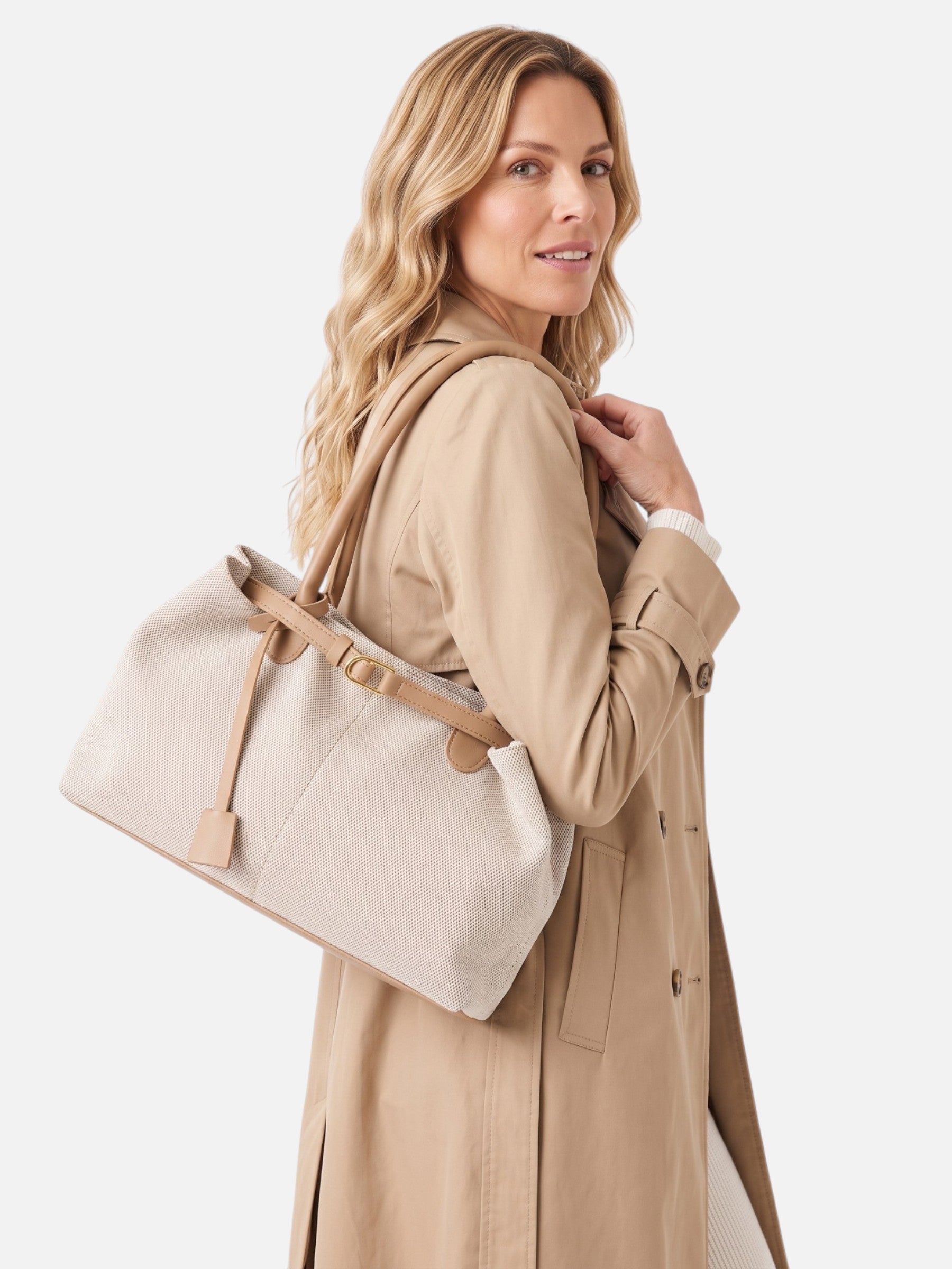Sac Cabas Femme en Toile à Détail Boucle