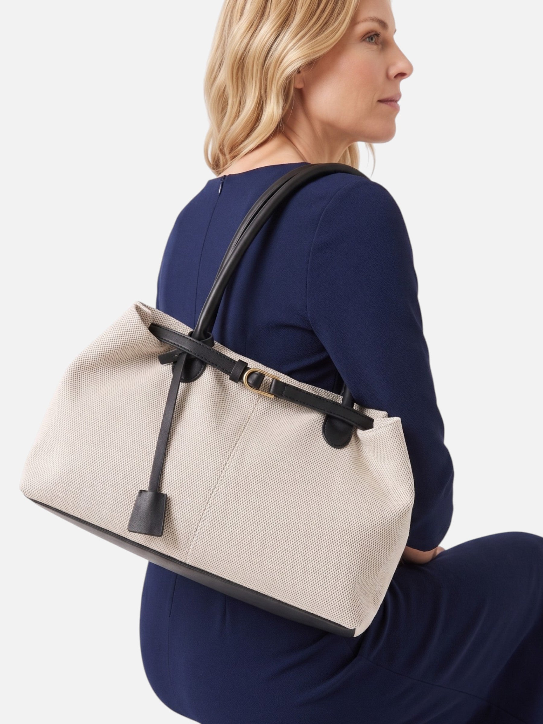 Sac Cabas Femme en Toile à Détail Boucle