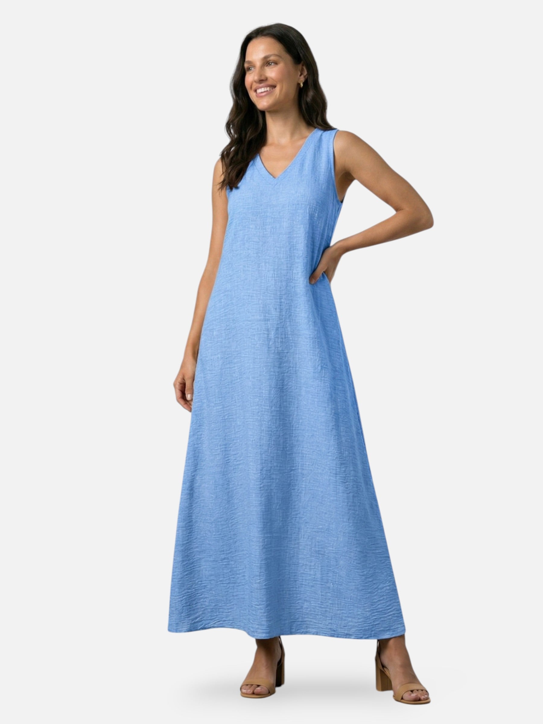 Robe maxi décontractée sans manches élégante été